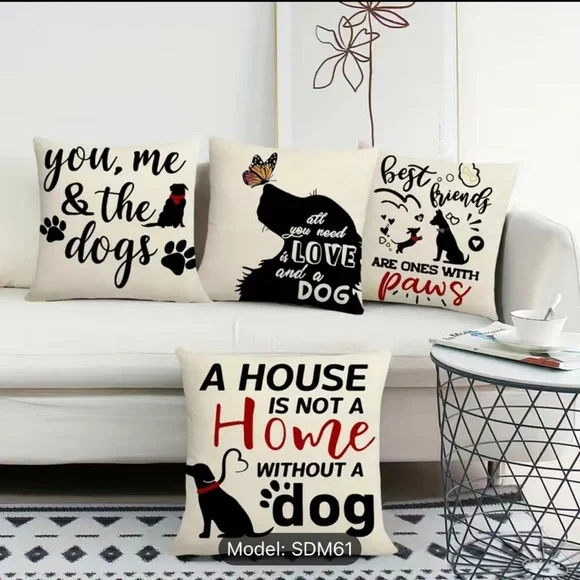 4pcs Christmas Dog Throw Pillows, inserts NOT included- 17.7x17.7 Inch B7 - Picture 2 of 4